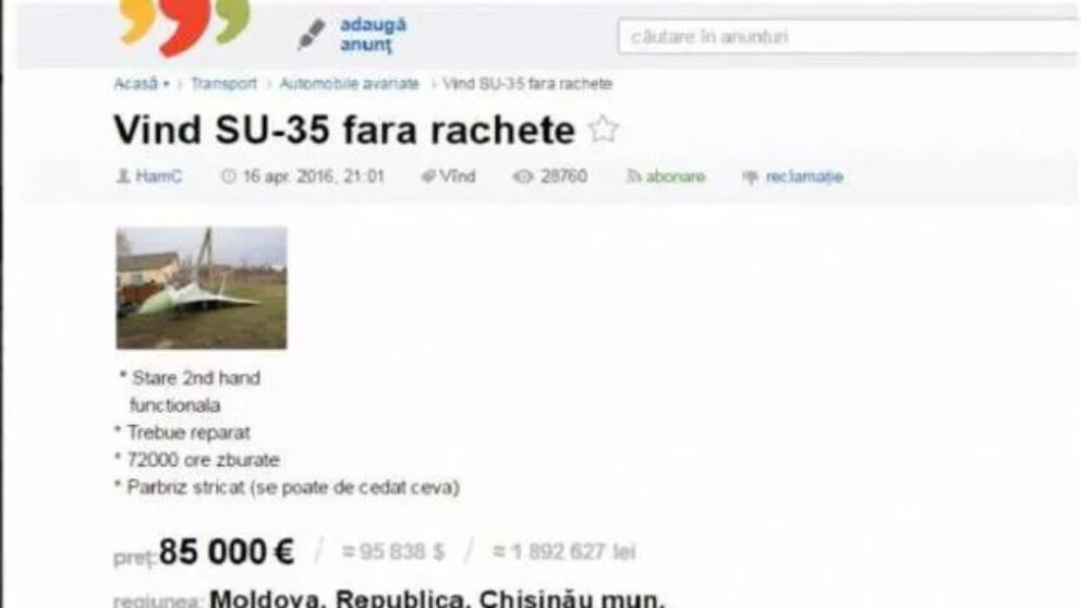 Avion anunț
