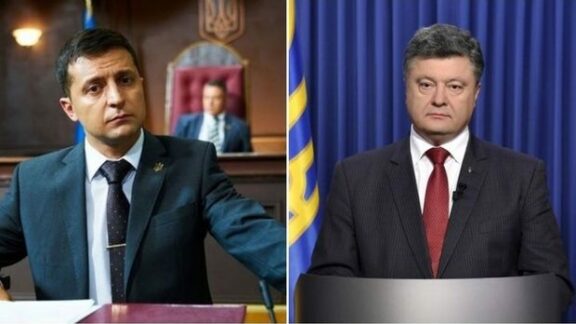 etro Poroşenko şi Vladimir Zelenski s-au întâlnit la prima dezbatere electorală