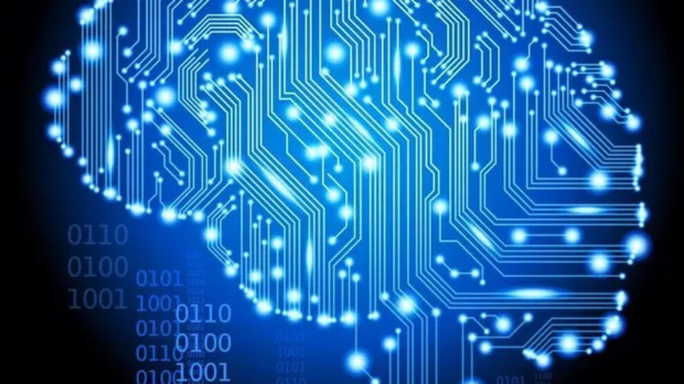 Un creier computerizat albastru