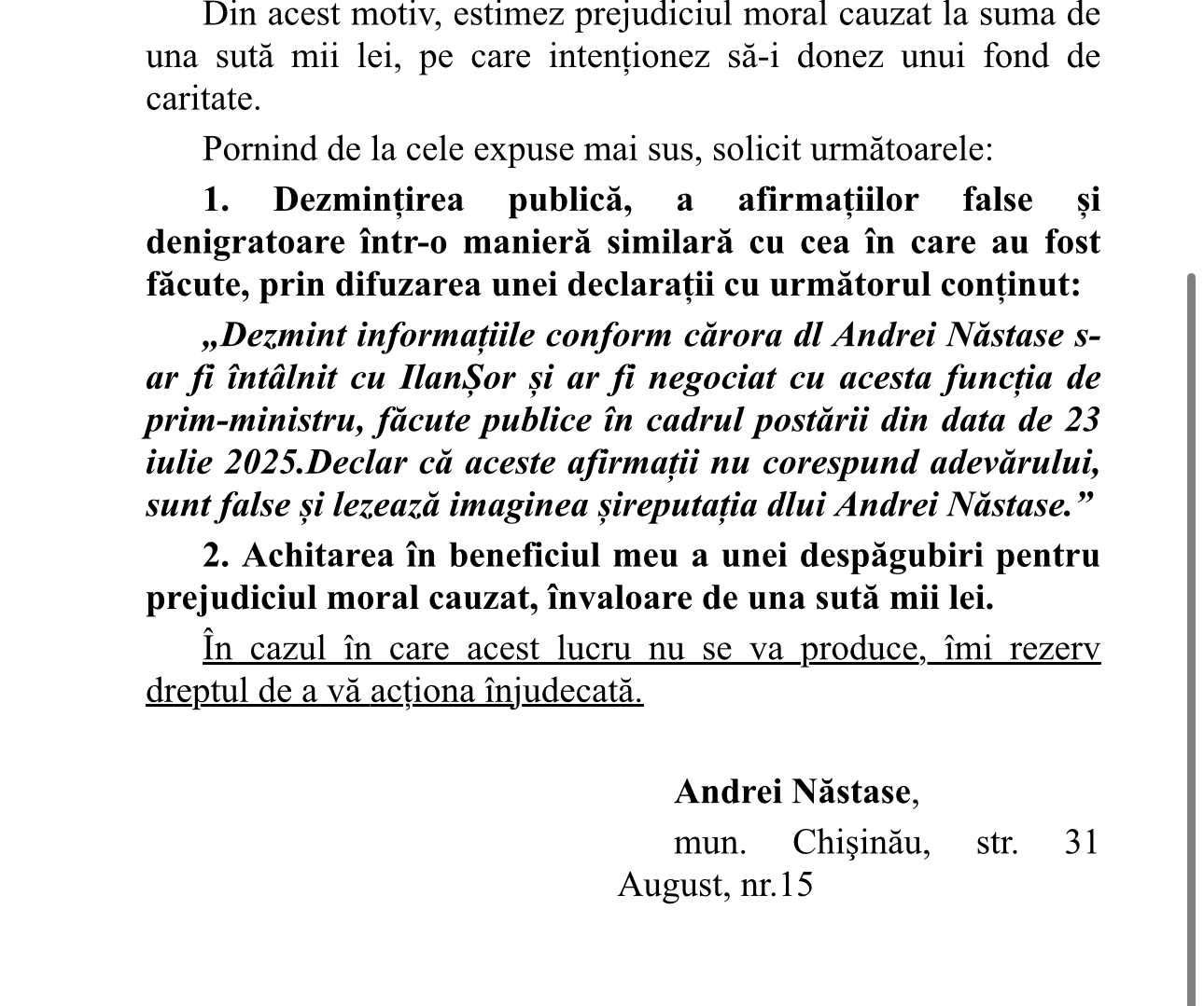 Andrei Năstase îi cere public dezmințiri și despăgubiri lui Dinu Plîngău după acuzațiile privind presupuse negocieri cu Ilan Șor 4 Andrei Năstase îi cere public dezmințiri și despăgubiri lui Dinu Plîngău după acuzațiile privind presupuse negocieri cu Ilan Șor