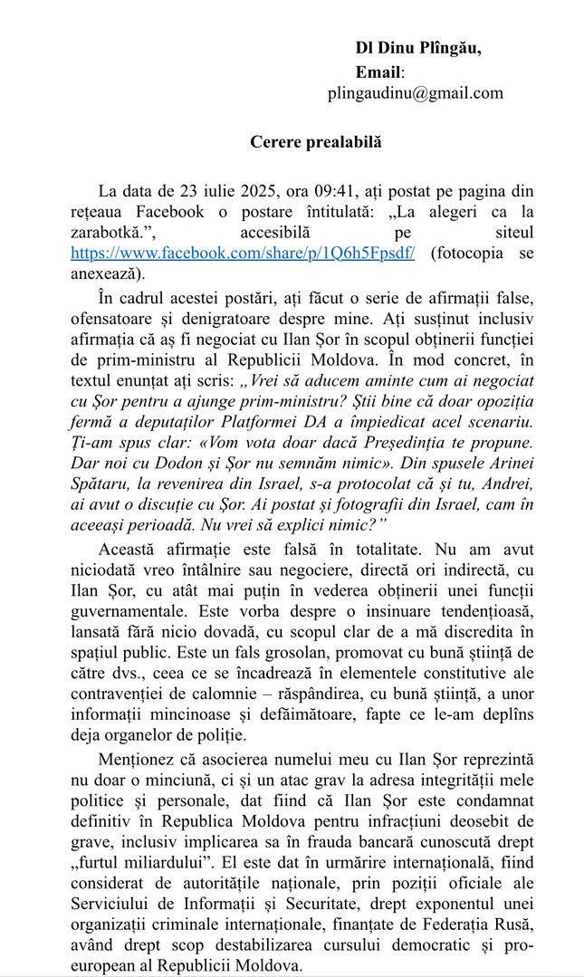 Andrei Năstase îi cere public dezmințiri și despăgubiri lui Dinu Plîngău după acuzațiile privind presupuse negocieri cu Ilan Șor 2 Andrei Năstase îi cere public dezmințiri și despăgubiri lui Dinu Plîngău după acuzațiile privind presupuse negocieri cu Ilan Șor