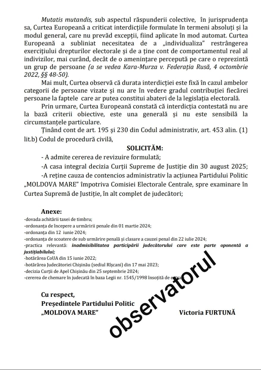 DOC// Partidul ”Moldova Mare”, din nou pe masa CSJ. Ar fi fost depusă cerere de revizuire a excluderii din alegeri 3 DOC// Partidul ”Moldova Mare”, din nou pe masa CSJ. Ar fi fost depusă cerere de revizuire a excluderii din alegeri